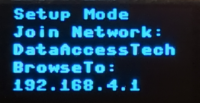 Picture showing the network setup screen